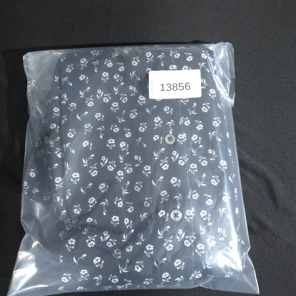 Bugatchi OoohCotton Shirt Mens 2XL Navy Floral 8 Way Stretch Tech Performance SS - Picture 9 of 9